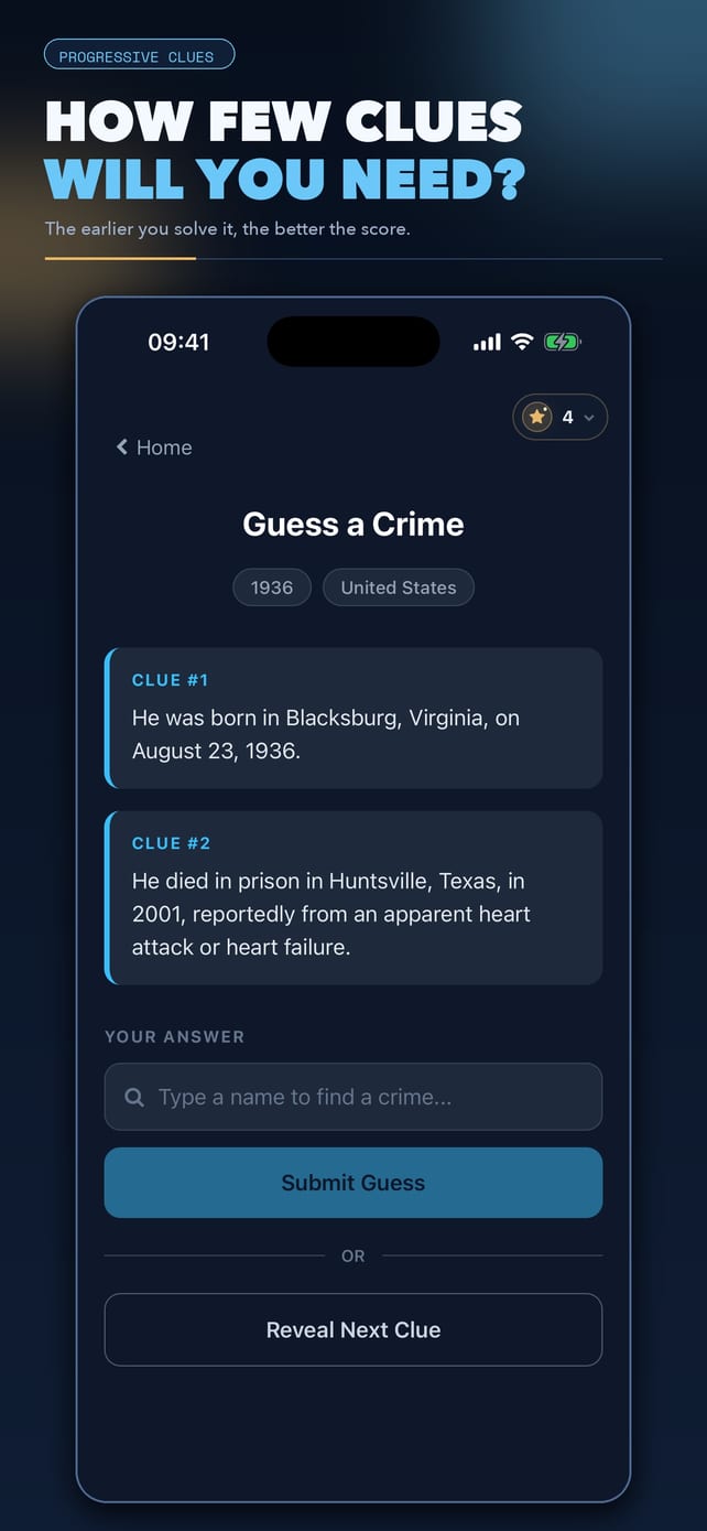 Quiz of the Day showing two progressive clues and the answer field.
